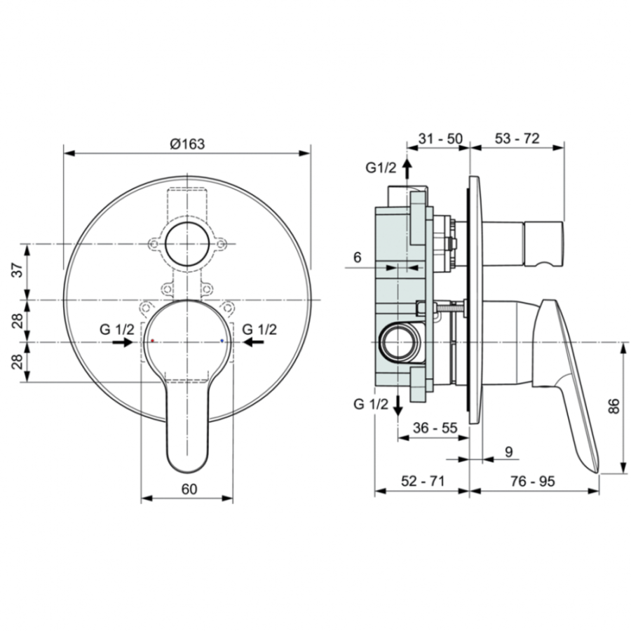 Ideal Standard DOT смеситель для душа A7165AA