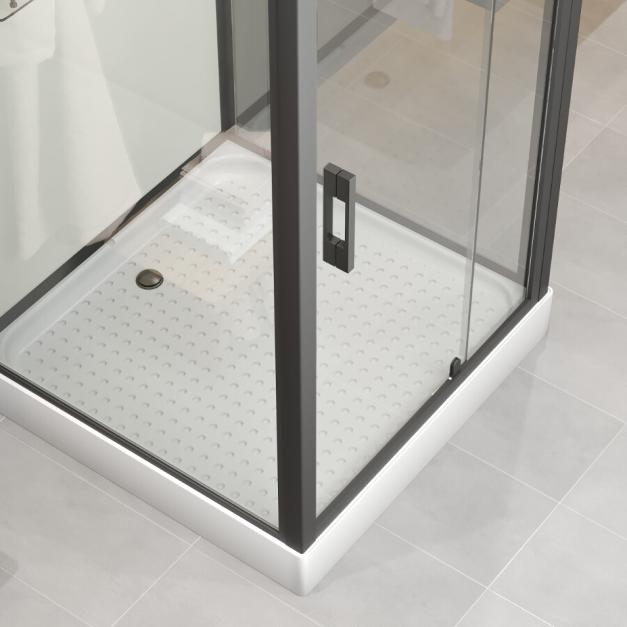 Душевая кабина Niagara Standart ST100/15Q/BL (100х100х215) поддон 15см,распашная,черный,3 места