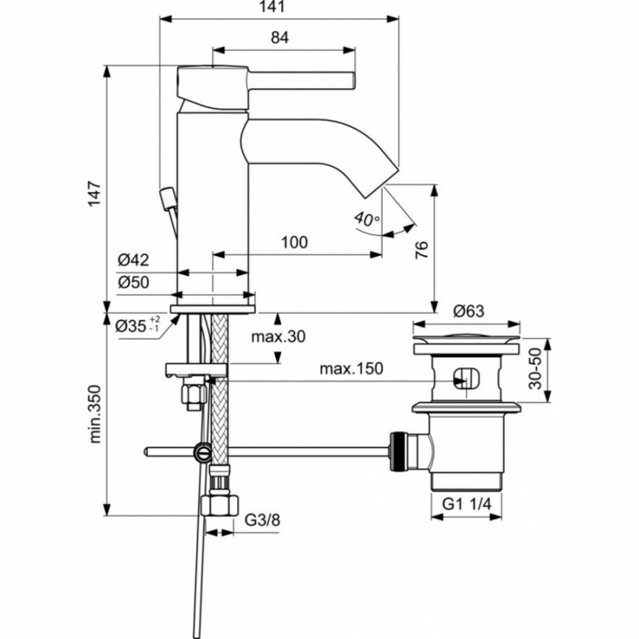 Ideal Standard Ceraline смеситель для раковины BC193AA