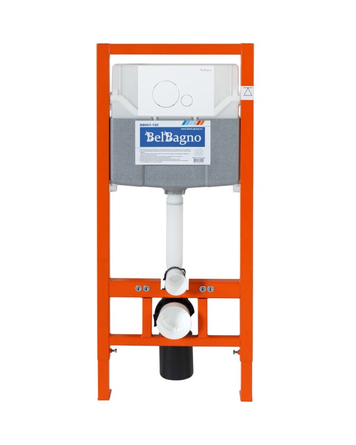 BB001-120/BB014-SR-BIANCO Система инсталляции для подвесных унитазов BelBagno BB001-120 с кнопкой смыва BB014-SR-BIANCO