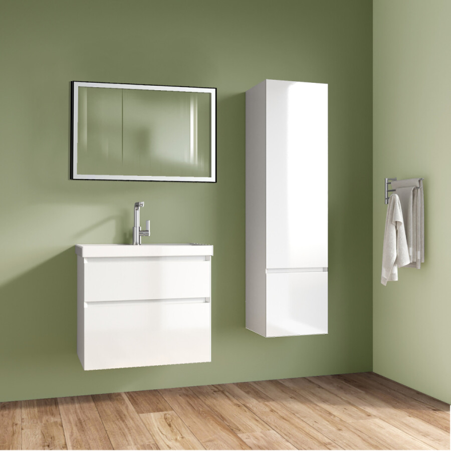 Комплект тумба Azario Velluto 60 600х450х660 подвесная, с раковиной Slim 60, белый матовый CS00088601