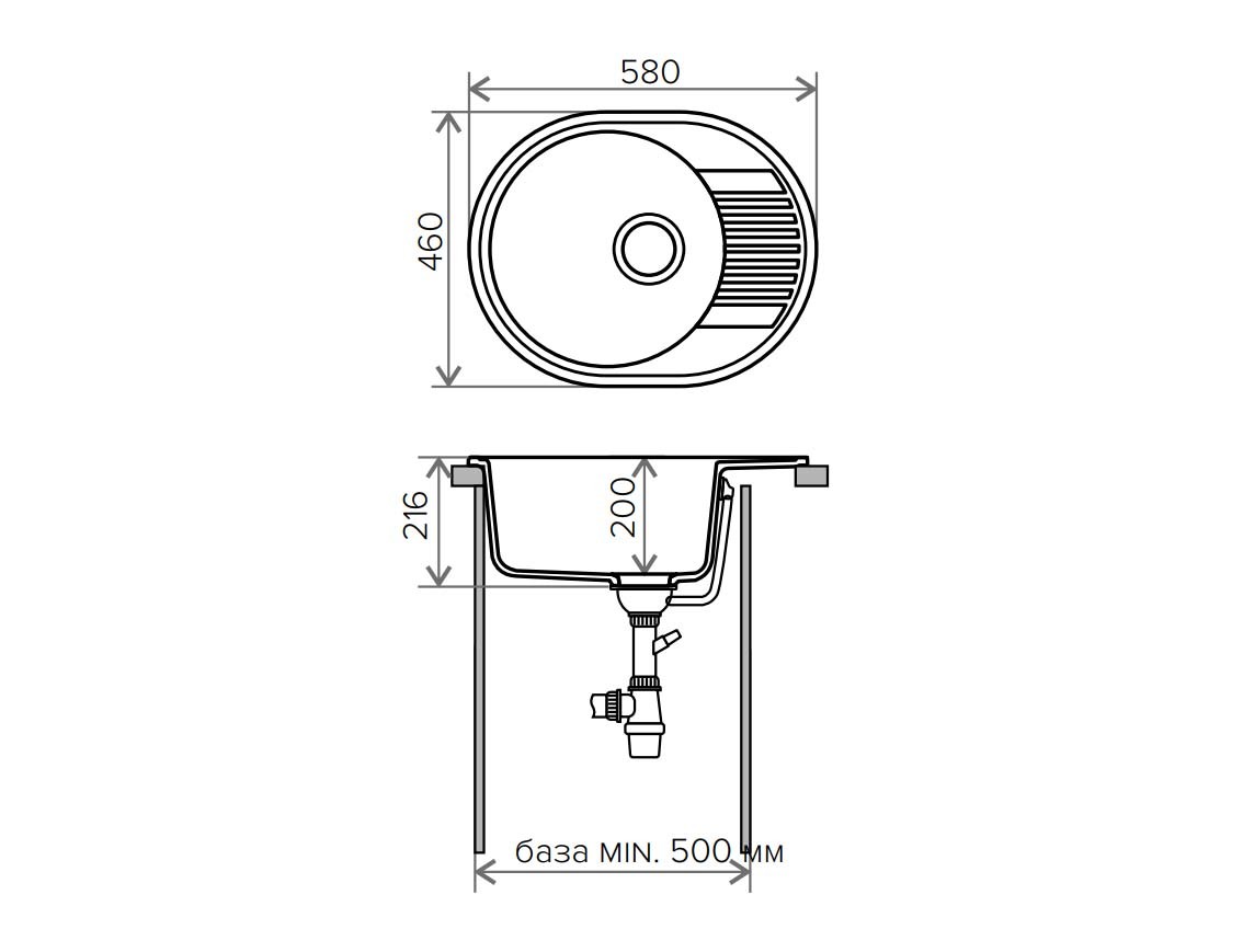 Polygran F 22 кухонная мойка бежевый 46 х 58 см