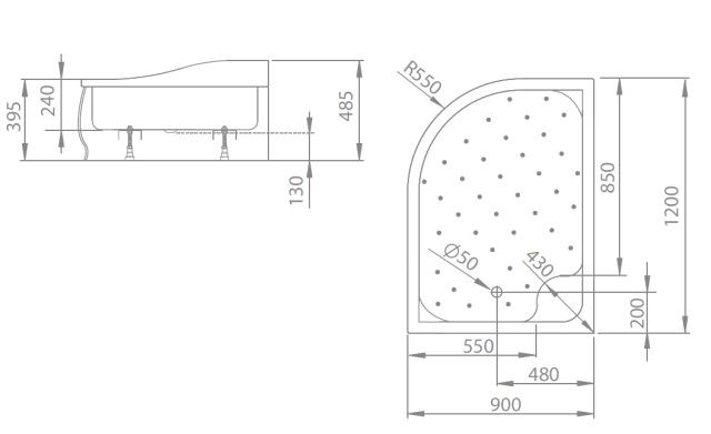 Radaway Korfu Е 120*90*39,5 L душевой поддон акриловый 4E91240-03L