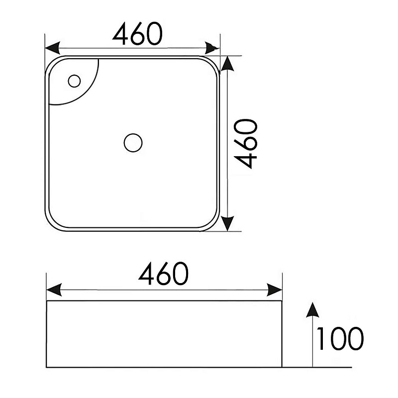 Раковина накладная Azario 460x460x100 квадратная, белый глянец AZ-2181
