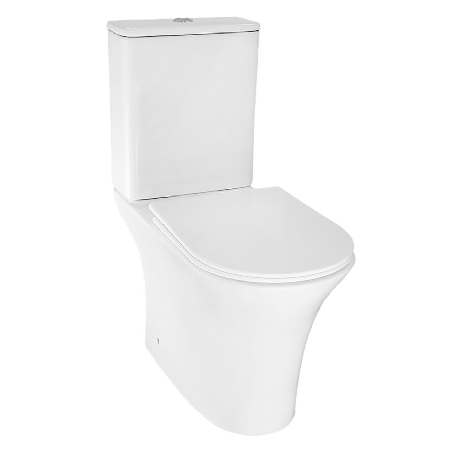 Унитаз напольный Azario FRETTA ROUND 650x340x790 безободковый, в комплекте прямым сиденьем микролифт AZ-7121A