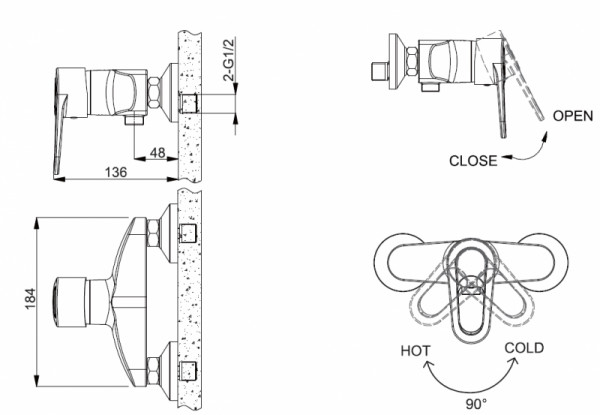 Bravat Loop F9124182CP-01-RUS смеситель для душа хром