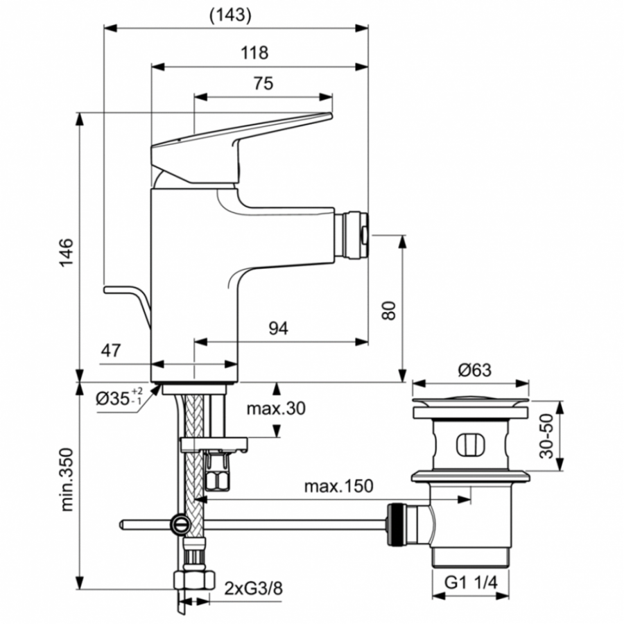 Ideal Standard Ceraplan смеситель для биде BD278AA