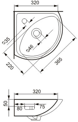 Cersanit Sigma 32 P-UM-Sg/1 раковина угловая