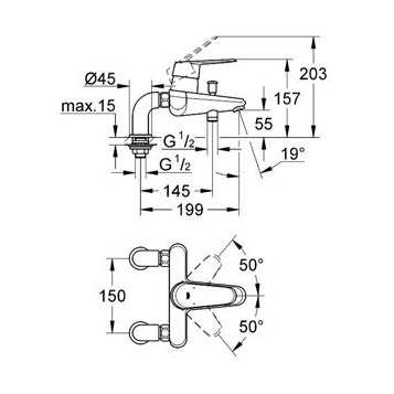 Grohe Eurodisc Cosmopolitan 33392002 смеситель на борт ванны хром