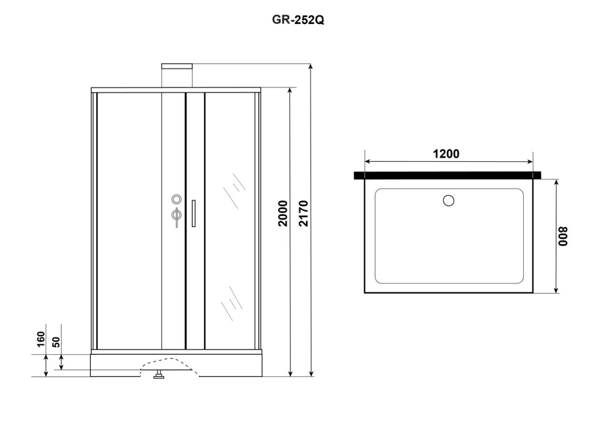 Душевая кабина Grossman Elegans GR252Q (120х80х217) дверь раздвижная,6 мест