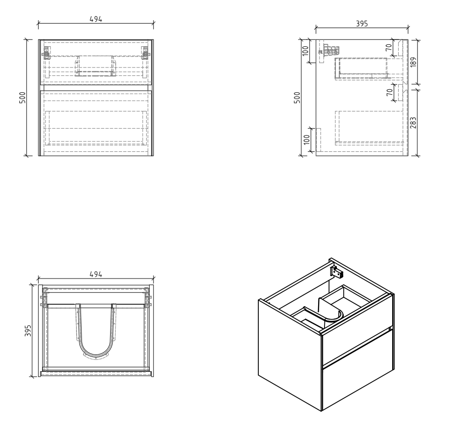 BelBagno PIETRA MINI-500-2C-SO-PT тумба с раковиной подвесная