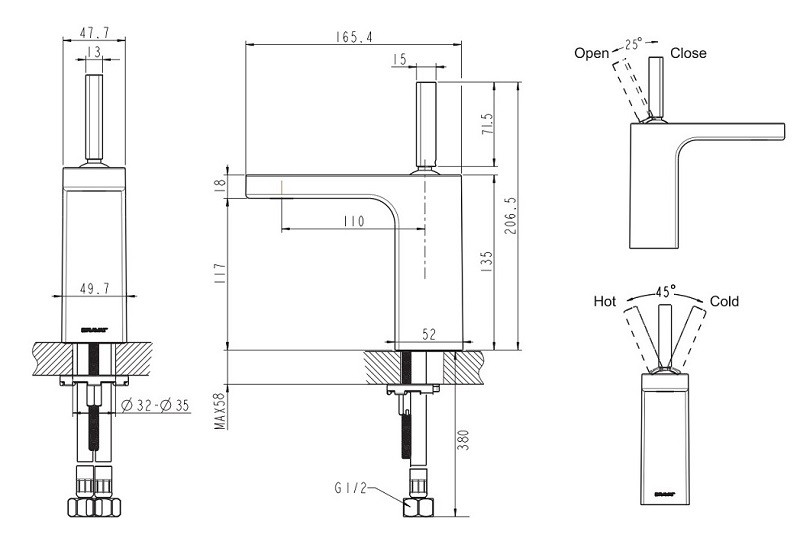 Bravat Spring F179113C смеситель для раковины хром 35 мм