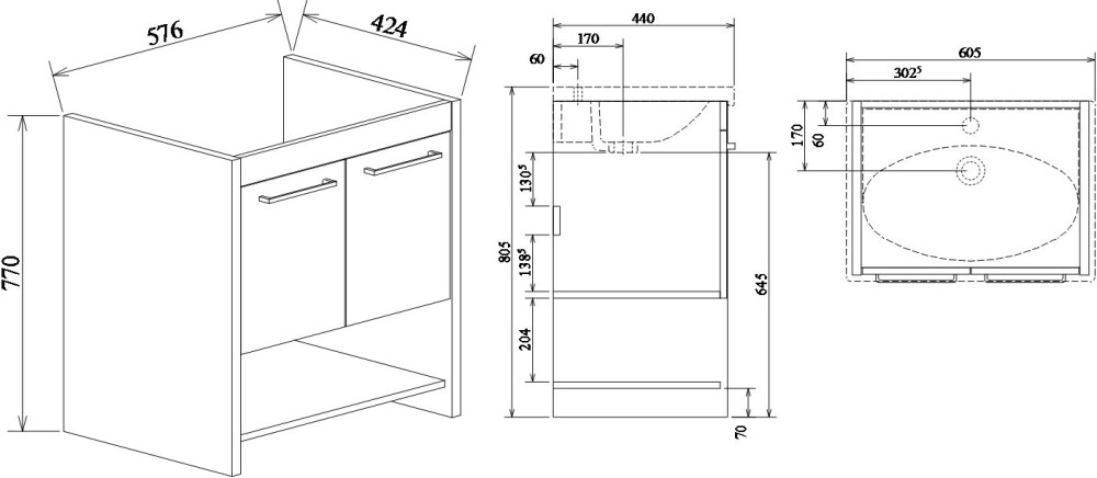 Sanflor Мехико 60 тумба с раковиной напольная, светлое дерево