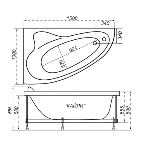 Triton Кайли 150*101 ванна акриловая асимметричная L