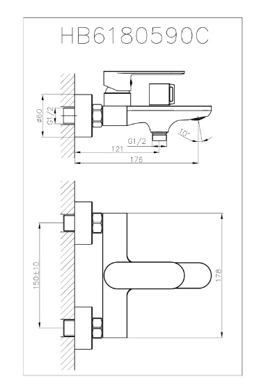 Haiba смеситель для ванны HB60590