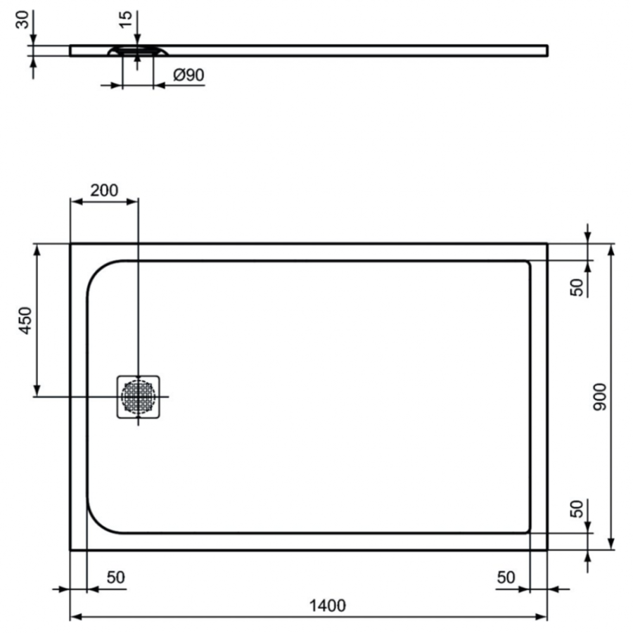 Ideal Standard Ultraflat S душевой поддон 140х90 K8256FR