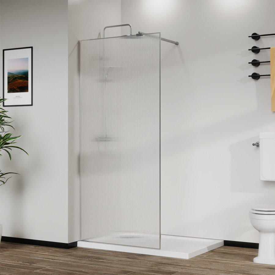 Душевая перегородка Azario Walk-in 1200x1950 в рамке, рифленое стекло, толщина стекла 8 мм, профиль хром AZ-271-120-CH-CRF