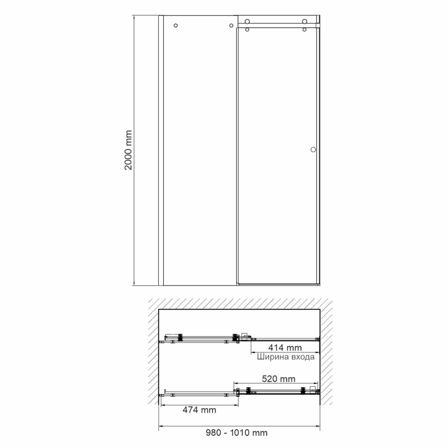 WasserKraft Vils 56R душевая дверь 100 см 56R12