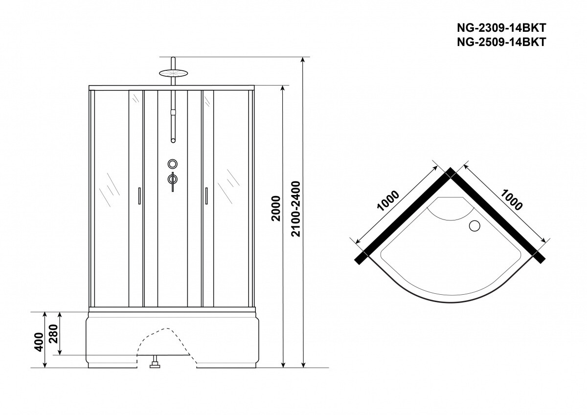 Niagara Eco Душевая кабина 100x100 Тропик E100/40/MT/BKT