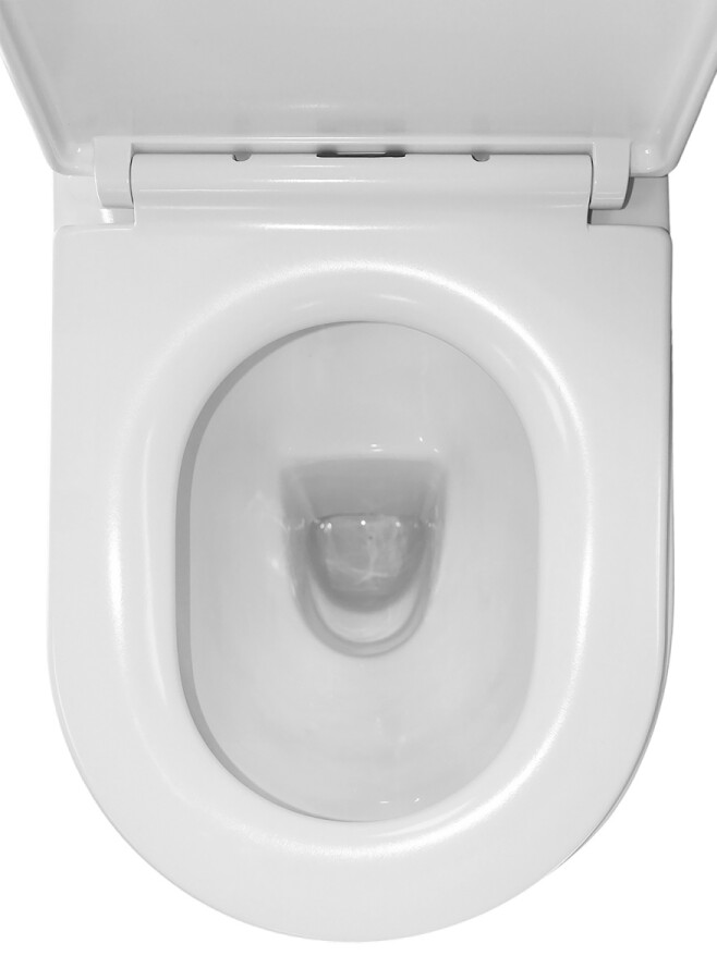 Унитаз напольный Azario FRETTA ROUND 650x340x790 безободковый, в комплекте прямым сиденьем микролифт AZ-7121A