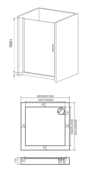 Bas Pandora DR-100-T-CH душевые двери 100*185 ПД00039