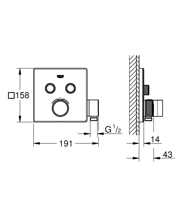 Grohe Grohtherm смеситель для душа на 2 потребителя (внешняя часть) 29125000