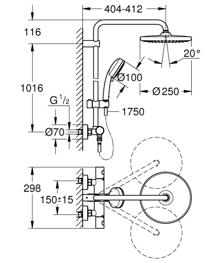 Grohe Tempesta Cosmopolitan душевая система 26670000