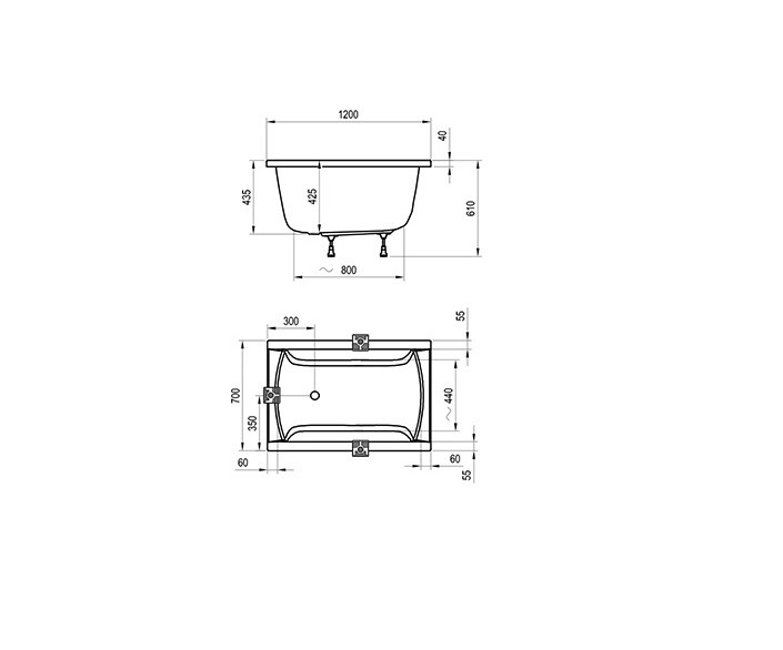 Ravak Classic 120*70 ванна акриловая прямоугольная C861000000