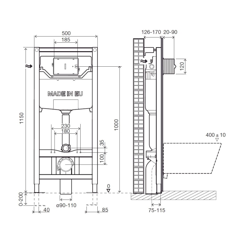 Imprese i9109OLIpure инсталляция для унитаза