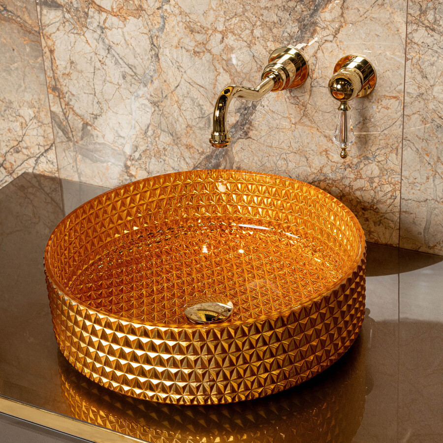 Смеситель для раковины из стены Boheme Imperiale Ripresa Золото с кристаллом Swarovski 327