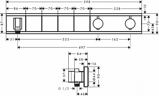Hansgrohe 15357000S Set HG RainSelect термостатический смеситель для душа (15357000+15312180) Хром