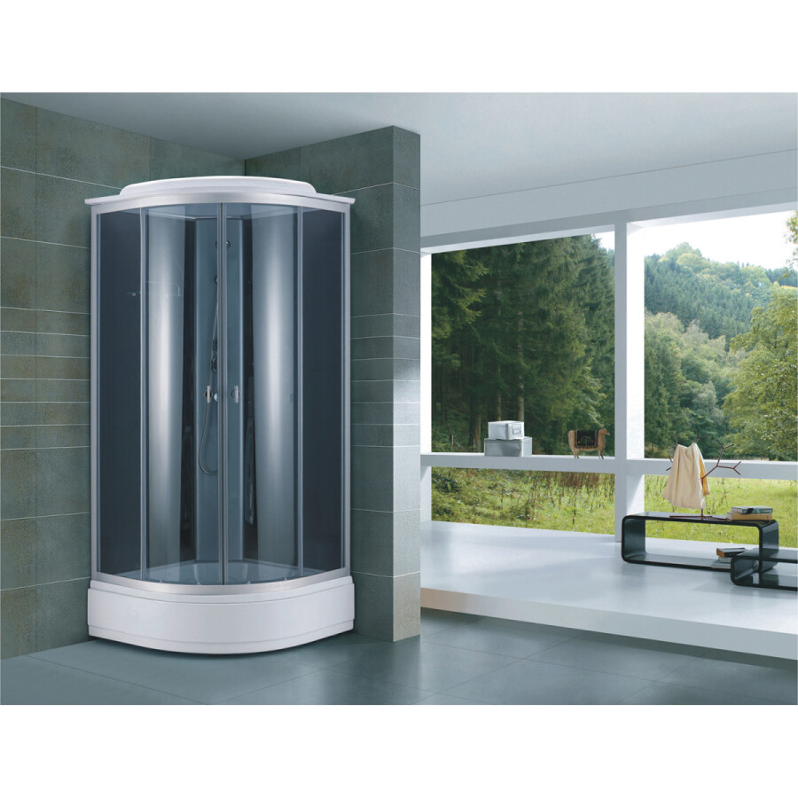 Душевая кабина Loranto 980х980х2150 белое заднее стекло, поддон 26 см, тонированное стекло 4 мм, профиль хром матовый CS-881EA26TM/B-100