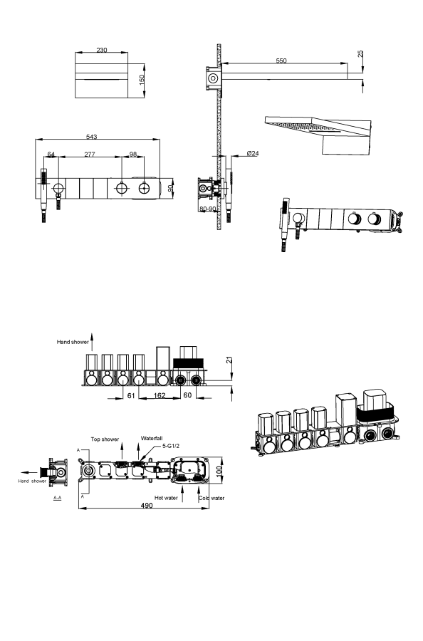 Душевая система трехпозиционная с термостатом Boheme Zodiac Nikel Brush 133-NB