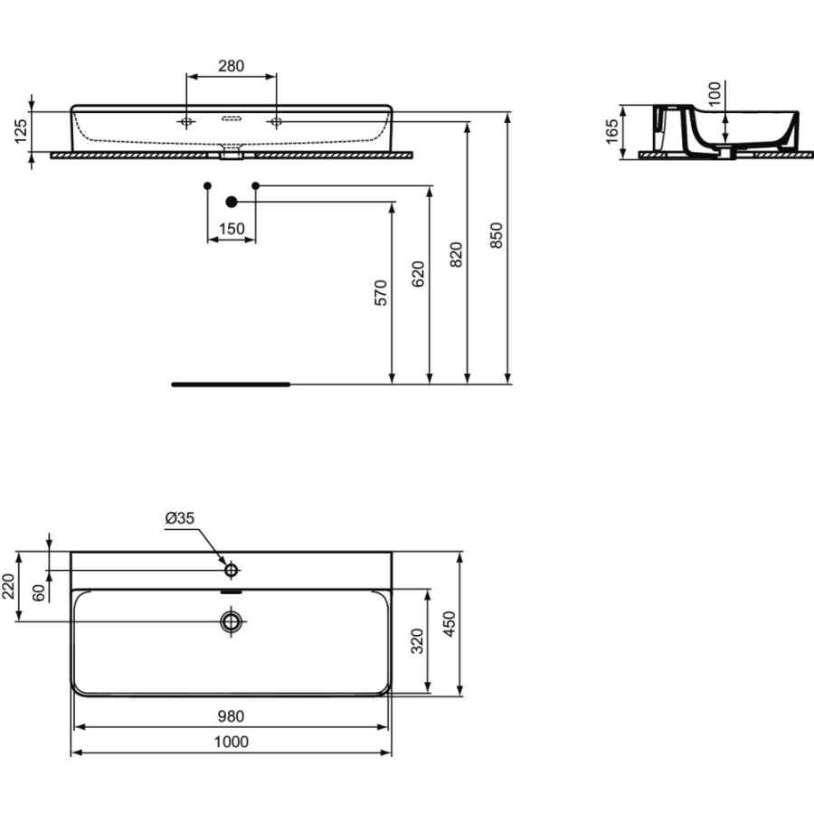 Ideal Standard Conca раковина 100x45 см T369301