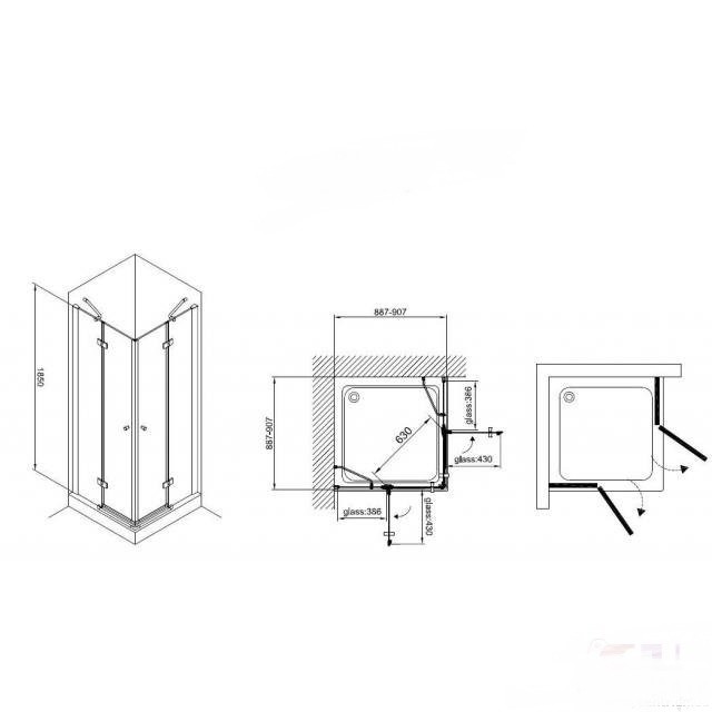 Koller Pool Waterfall Line AC 4E душевое ограждение 90*90*185