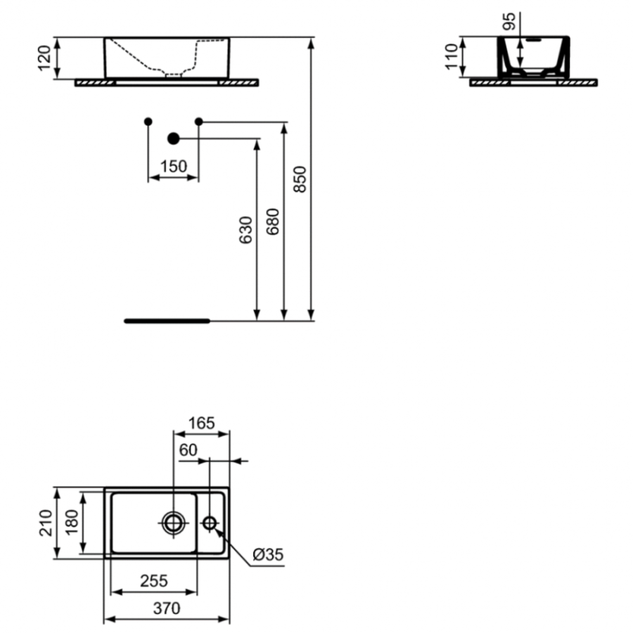 Ideal Standard Tempo раковина 37х21 см E210901