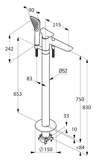 Kludi Ambienta смеситель для ванны напольный 535900575