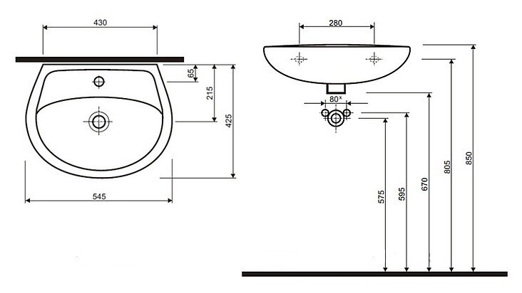 Ifo Hitta RS041105500 раковина подвесная 55x42 см