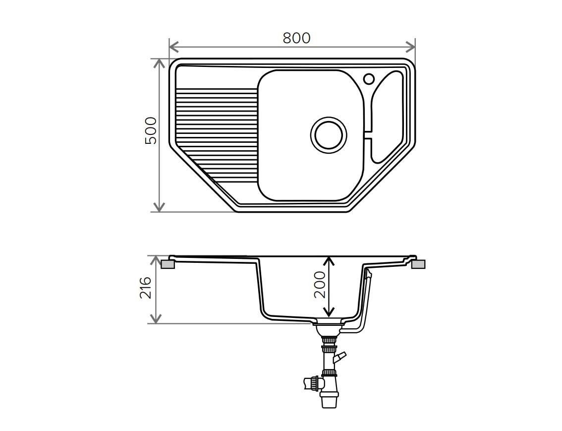 Polygran F 10 кухонная мойка бежевый 50 х 80 см