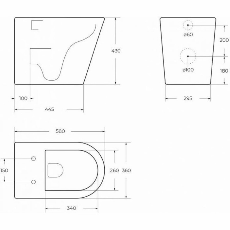 Унитаз приставной BelBagno FLAY-R BB1003CBR/SC