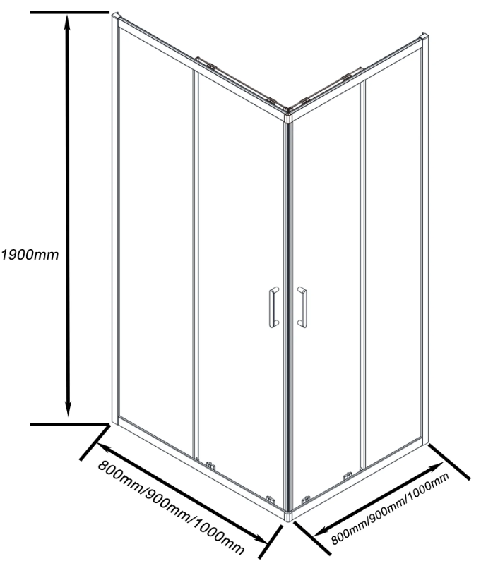 BAS Cube CR-80-C-B душевое ограждение 800х800х1900 Черный КУ00019