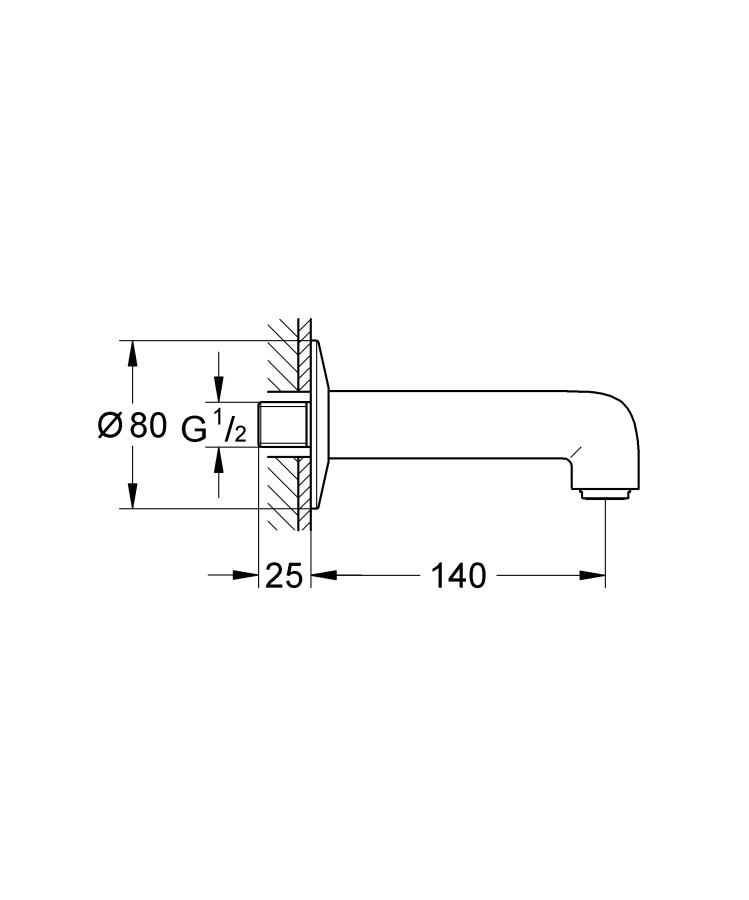 Grohe BauClassic Neutral 13258000 излив для ванны хром