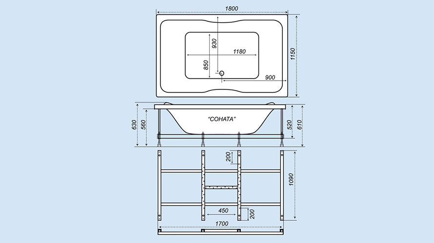 Triton Соната 180*115 ванна акриловая прямоугольная