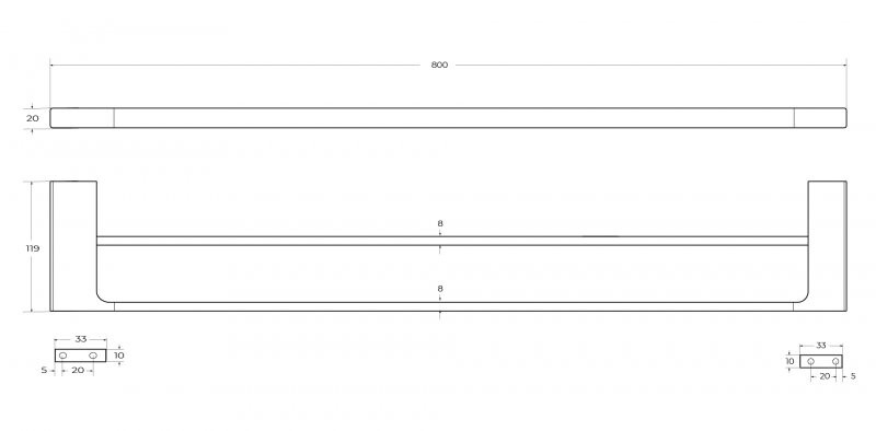 Полотенцедержатель двойной 80 см CEZARES SLIDER-THD-80-GM