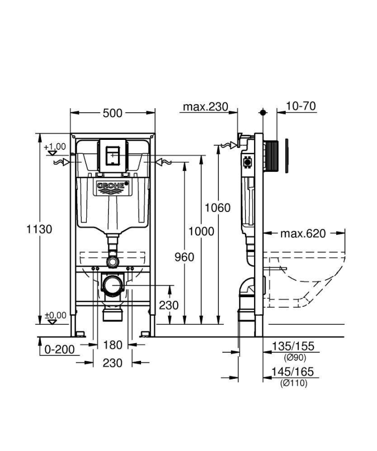 Grohe Solido 38811000 инсталляция для унитаза с кнопкой