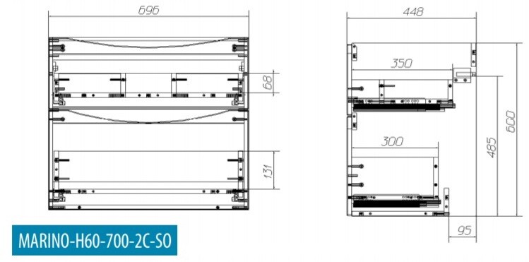 BelBagno тумба с раковиной MARINO-H60-700-2C-SO-BL-P 70х45х60