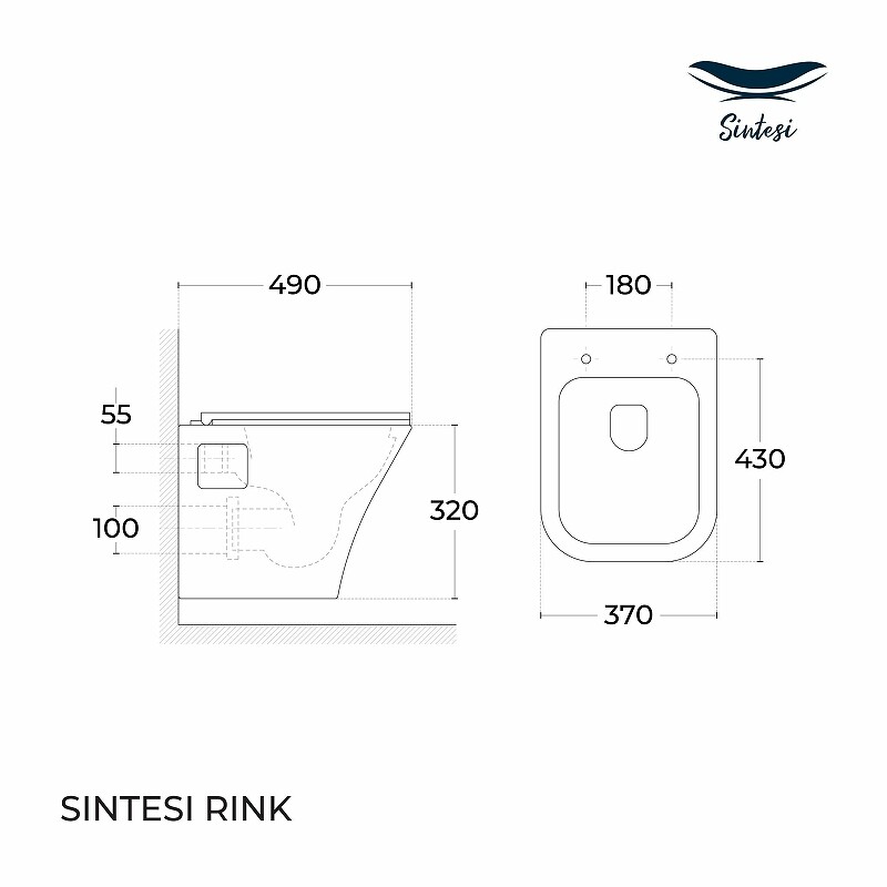 Унитаз подвесной безободковый SinteSi Rink с крышкой-сиденьем дюрапласт, микролифт SIN-TS-RNK-161