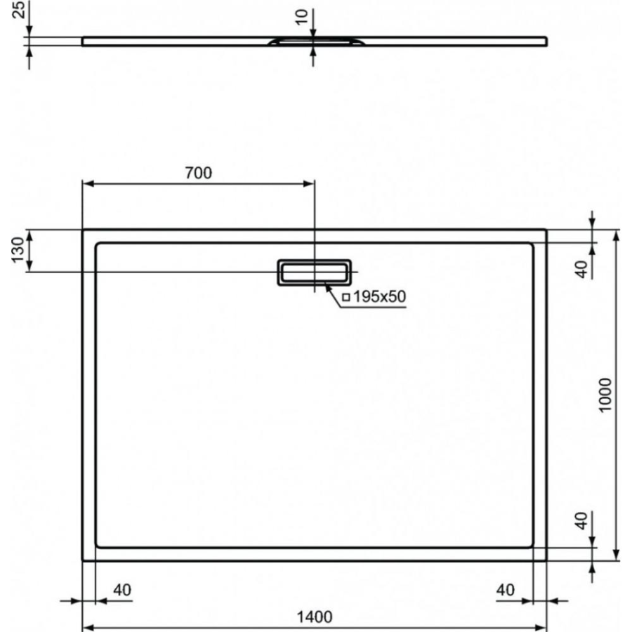 Ideal Standard Ultraflat New душевой поддон 140х100 T4490V1