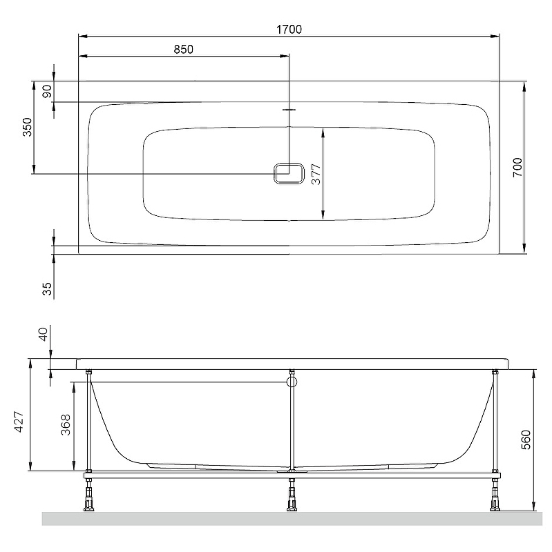 Am.Pm Func ванна акриловая 170х70 см W84A-170-070W-A