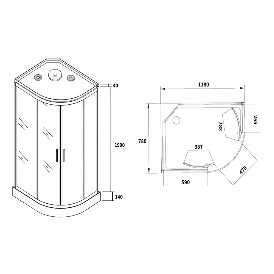 Душевая кабина Loranto 1180х780х2080 левосторонняя, белое заднее стекло, поддон 14 см, матовое стекло 4 мм, профиль белый CS-876ECTM/W-120